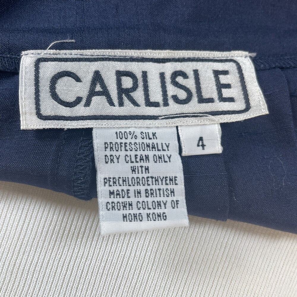 Vintage 80/90s Carlisle Pleated 100% Silk Skirt Women's US Size 4 Navy Blue - Picture 2 of 5